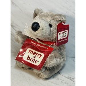 Merry Brite Grey Bear Plush with Gift Card Holder Christmas NEW